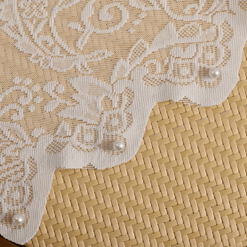 Ownkoti White Phoenix Tail Floral Lace Tier Curtain - image 5