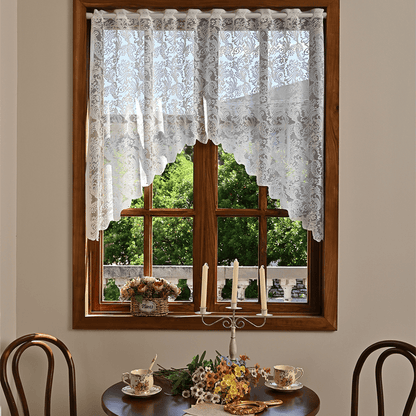 Ownkoti White Phoenix Tail Floral Lace Tier Curtain - image 2