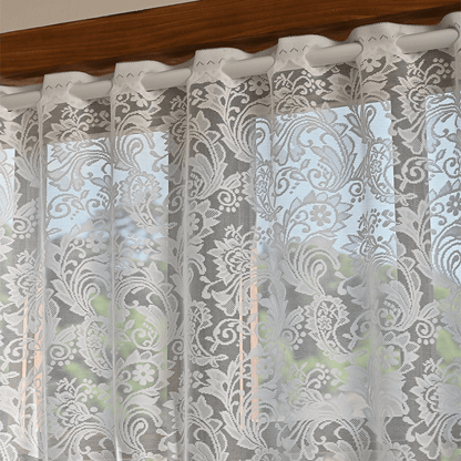 Ownkoti White Phoenix Tail Floral Lace Tier Curtain - image 4