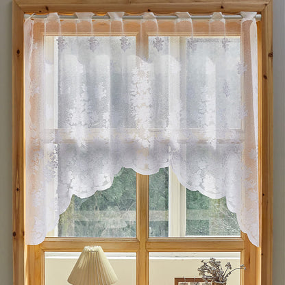Ownkoti Romantic Trailing Blossom Lace Cafe Curtain - 39" x 79" - image 0