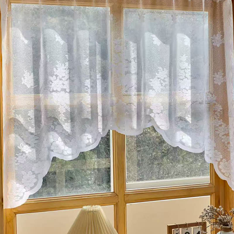 Ownkoti Romantic Trailing Blossom Lace Cafe Curtain - image 1