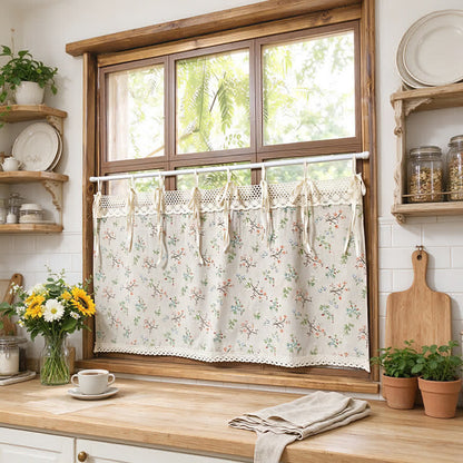 Ownkoti Gardenia Floral Tie-Up Cafe Curtain - image 2