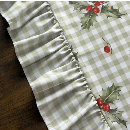 Ownkoti Green Gingham Holly Berry Christmas Tablecloth - image 6