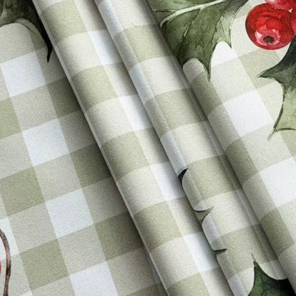 Ownkoti Green Gingham Holly Berry Christmas Tablecloth - image 5
