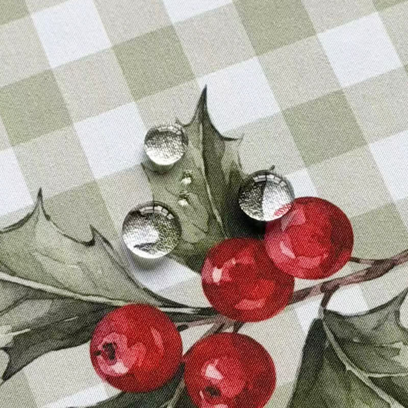 Ownkoti Green Gingham Holly Berry Christmas Tablecloth - image 7