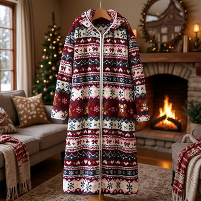 Ownkoti Christmas Snowflake & Bear Zip Hooded Fleece Robe - image 4