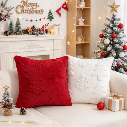 Ownkoti Christmas Tree Snowflake Embossed Pillow Cover - image 3