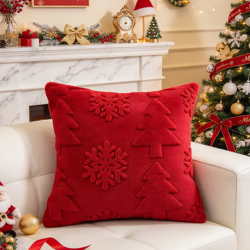 Ownkoti Christmas Tree Snowflake Embossed Pillow Cover - Red - 12" x 20" - image 1