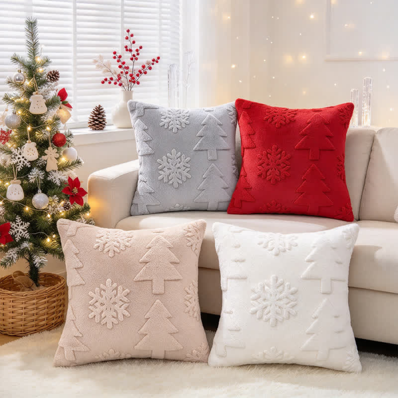Ownkoti Christmas Tree Snowflake Embossed Pillow Cover - image 0