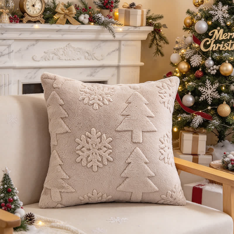 Ownkoti Christmas Tree Snowflake Embossed Pillow Cover - Beige - 12" x 20" - image 5