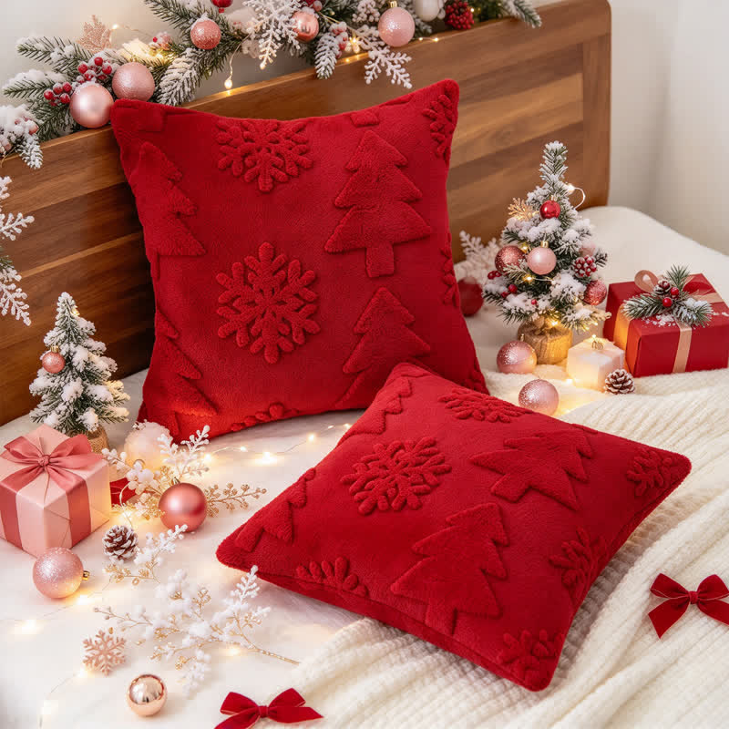 Ownkoti Christmas Tree Snowflake Embossed Pillow Cover - image 2