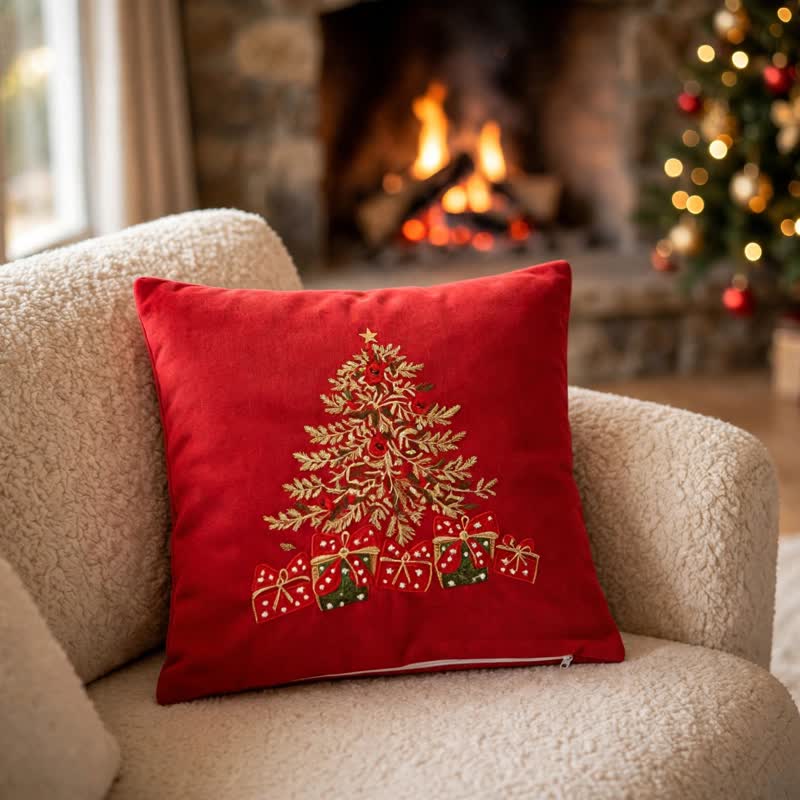Ownkoti Christmas Tree Gift Box Pillow Cover - image 1