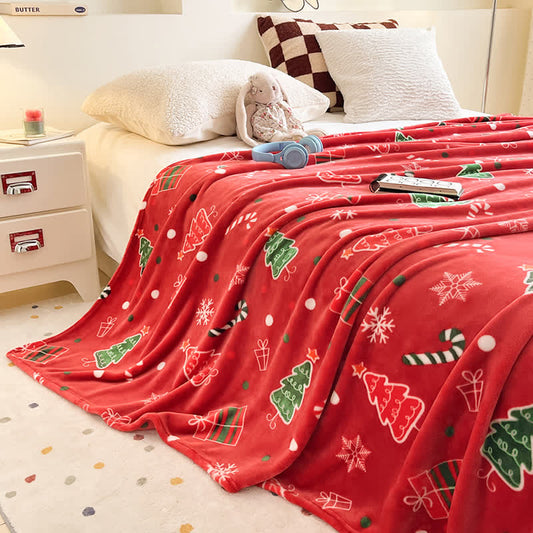 Ownkoti Red Christmas Tree Gift Throw Blanket - Red - 79" x 91" - image 0