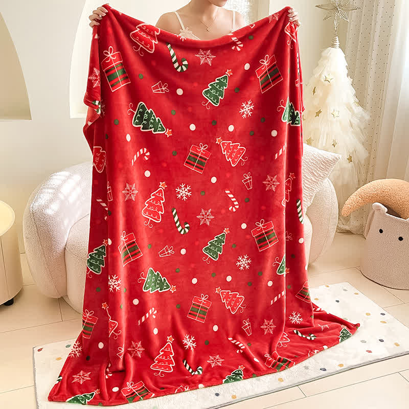 Ownkoti Red Christmas Tree Gift Throw Blanket - image 6