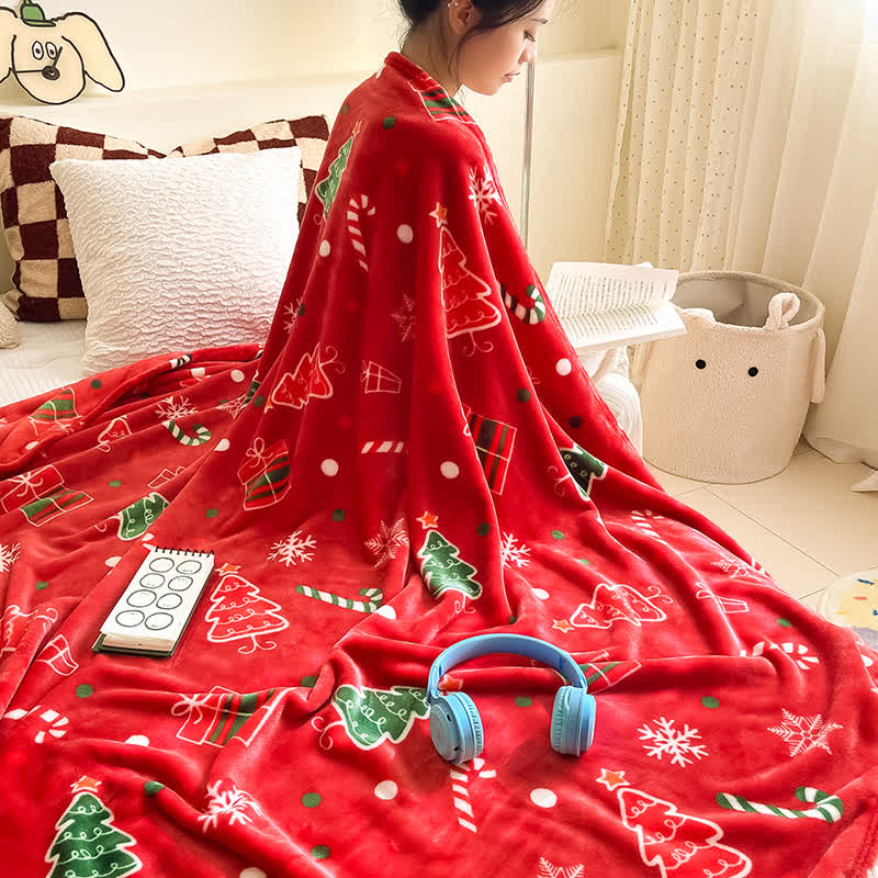 Ownkoti Red Christmas Tree Gift Throw Blanket - image 4