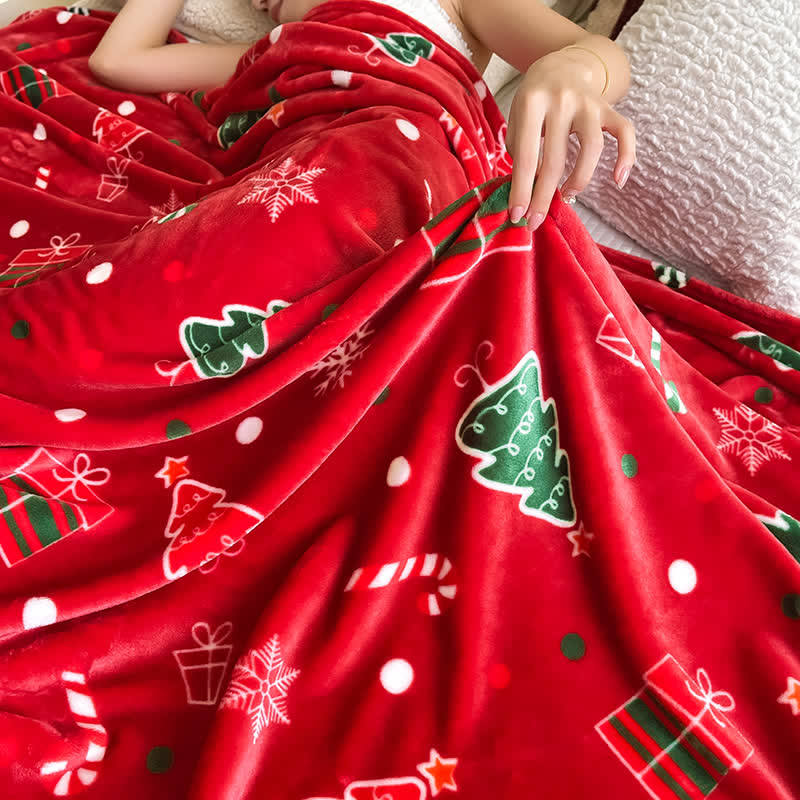 Ownkoti Red Christmas Tree Gift Throw Blanket - image 7