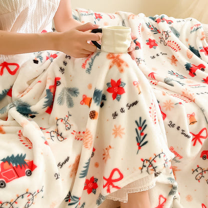 Ownkoti Cream Christmas Truck Bow Tree Throw Blanket - image 9