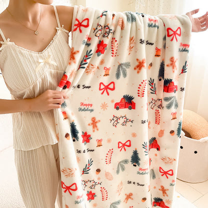 Ownkoti Cream Christmas Truck Bow Tree Throw Blanket - image 7