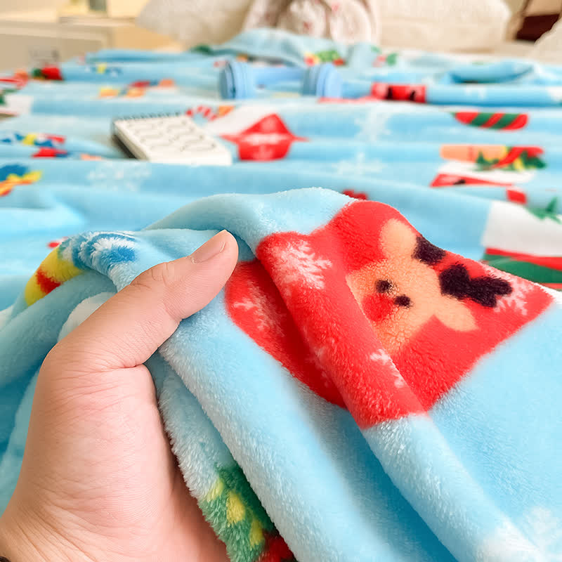 Ownkoti Blue Christmas Stocking Snowflake Throw Blanket - image 8