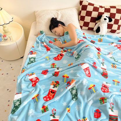 Ownkoti Blue Christmas Stocking Snowflake Throw Blanket - image 2