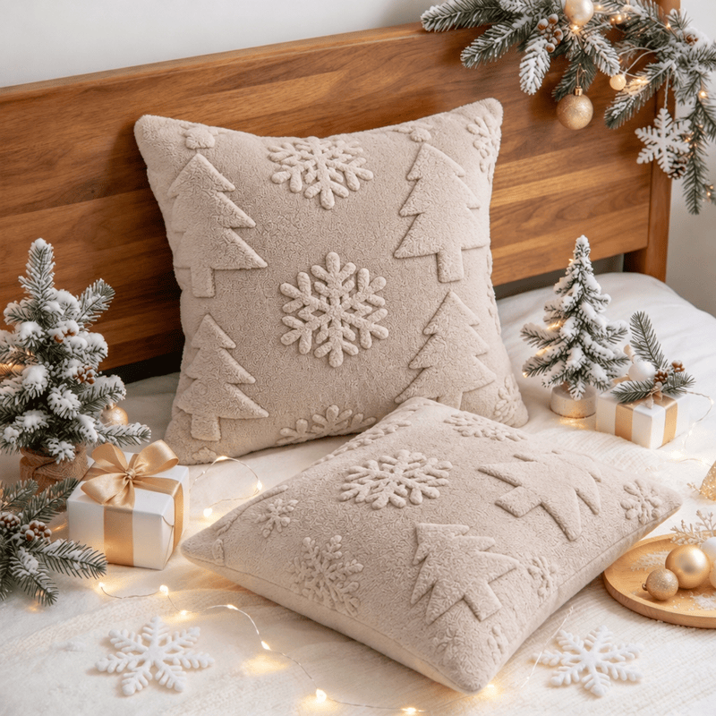 Ownkoti Christmas Tree Snowflake Embossed Pillow Cover - image 6