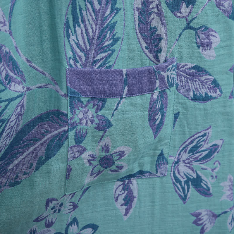 Ownkoti Blue & Purple Leaf Cotton Kimono Robe - image 6