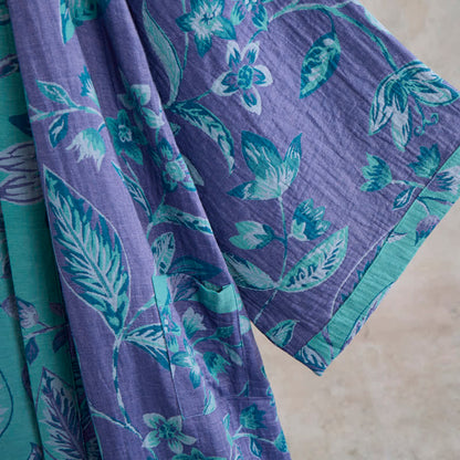 Ownkoti Blue & Purple Leaf Cotton Kimono Robe - image 11