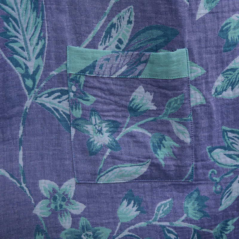 Ownkoti Blue & Purple Leaf Cotton Kimono Robe - image 13