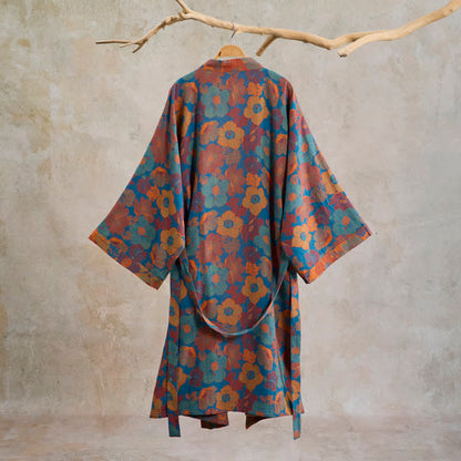Ownkoti Vintage Flower Cotton Kimono Robe - image 8