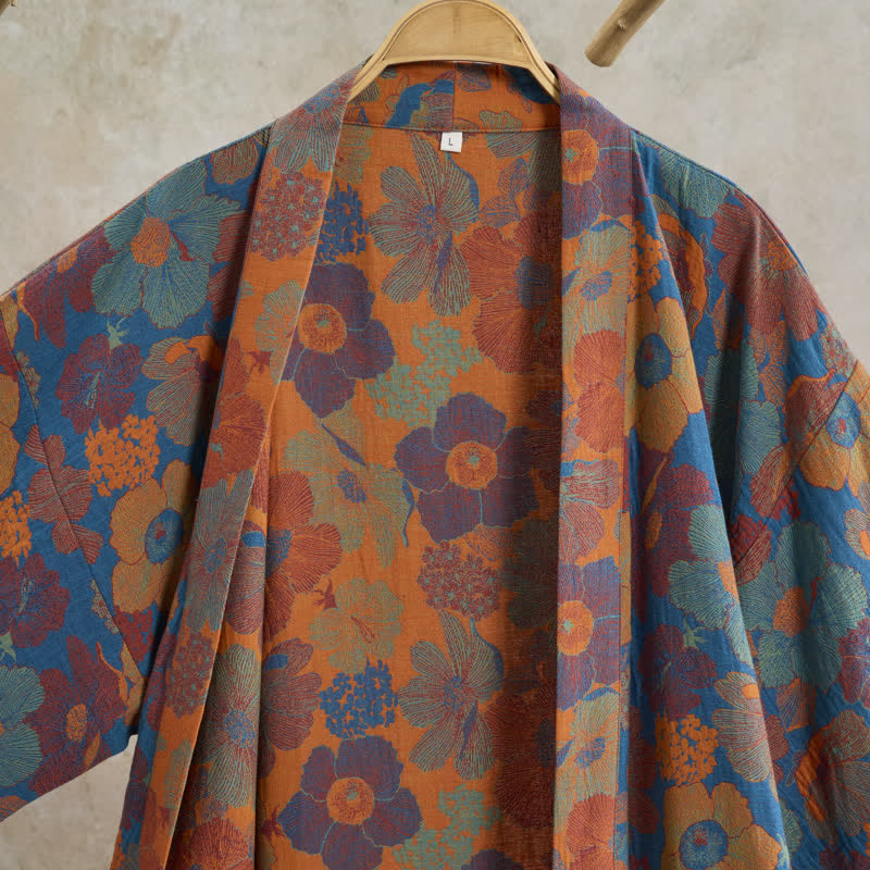 Ownkoti Vintage Flower Cotton Kimono Robe - image 9