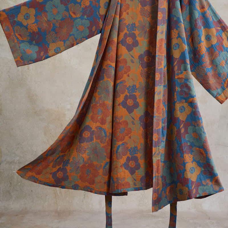 Ownkoti Vintage Flower Cotton Kimono Robe - image 12