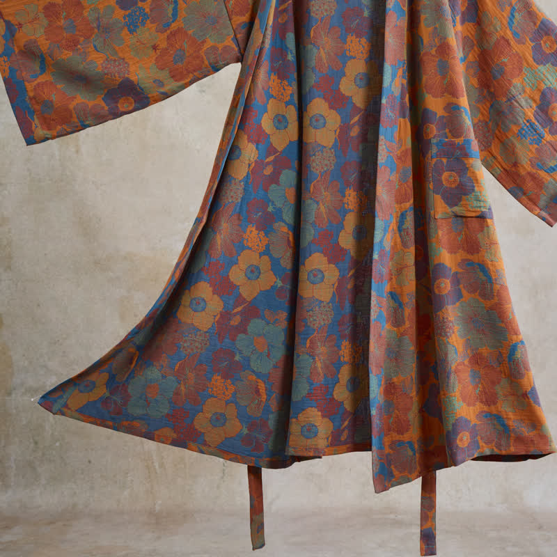 Ownkoti Vintage Flower Cotton Kimono Robe - image 5