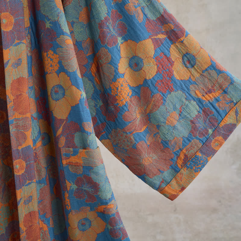 Ownkoti Vintage Flower Cotton Kimono Robe - image 11