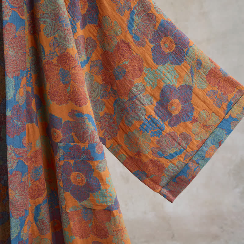 Ownkoti Vintage Flower Cotton Kimono Robe - image 4