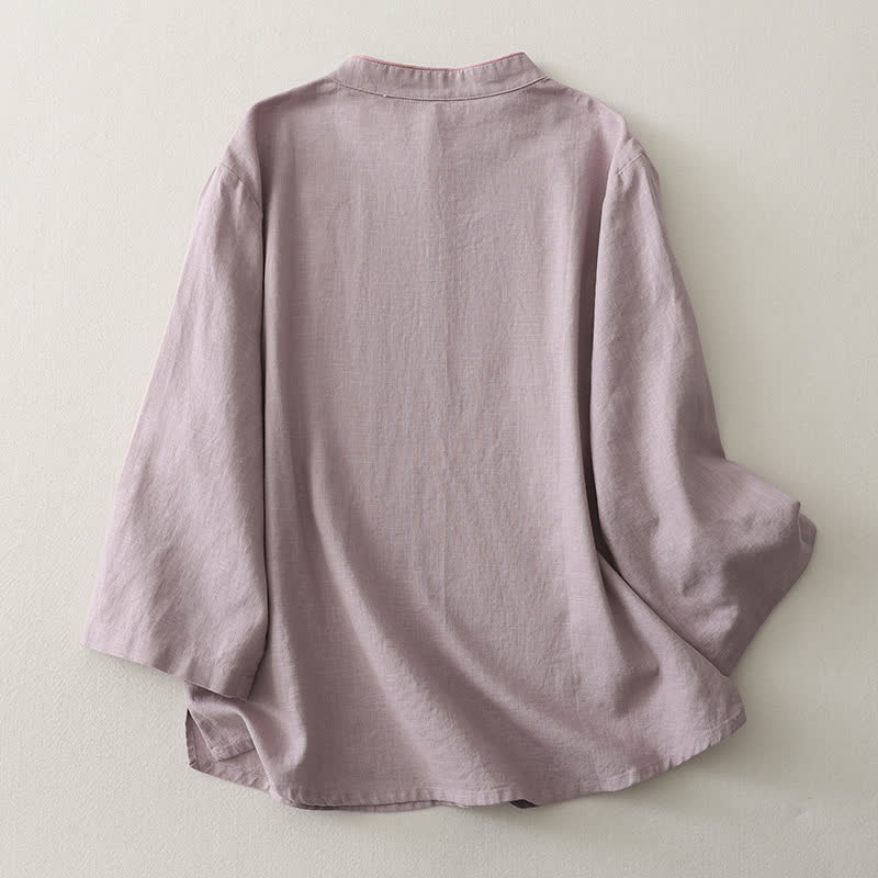 Ownkoti Classic Mandarin Collar Relaxed Lounge Top - image 2
