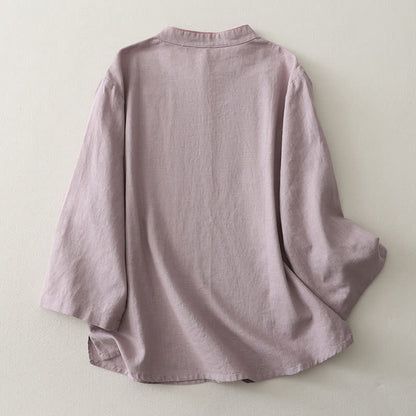 Ownkoti Classic Mandarin Collar Relaxed Lounge Top - image 2
