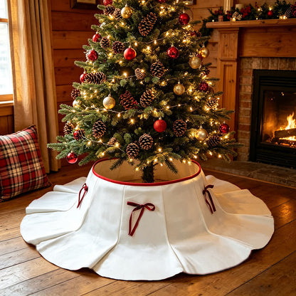 Ownkoti Velvet Christmas Tree Collar with Petal Skirt - White - 4PCS - 37" Base x 16" Top x 8"H - image 4