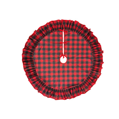 Ownkoti Plaid Christmas Tree Skirt with Ruffled Border - image 3