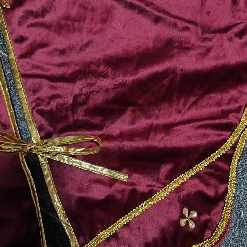 Ownkoti Burgundy Velvet Flower Petal Christmas Tree Skirt - image 3