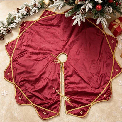 Ownkoti Burgundy Velvet Flower Petal Christmas Tree Skirt - image 1