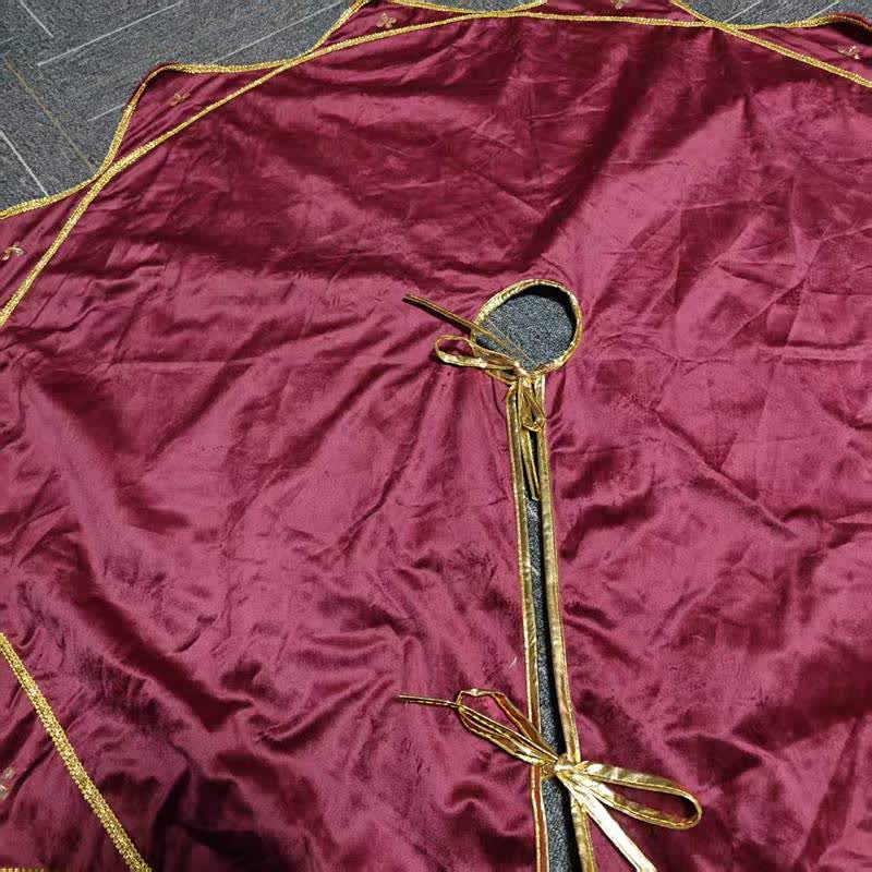 Ownkoti Burgundy Velvet Flower Petal Christmas Tree Skirt - image 5