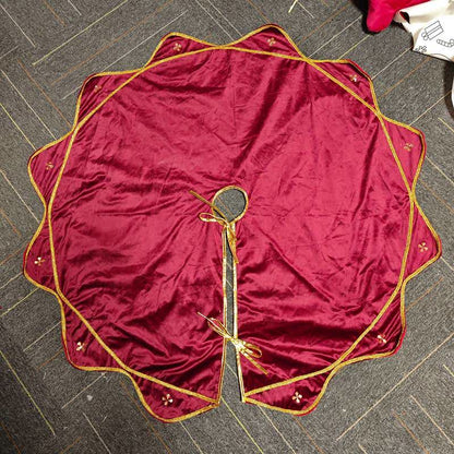 Ownkoti Burgundy Velvet Flower Petal Christmas Tree Skirt - image 2