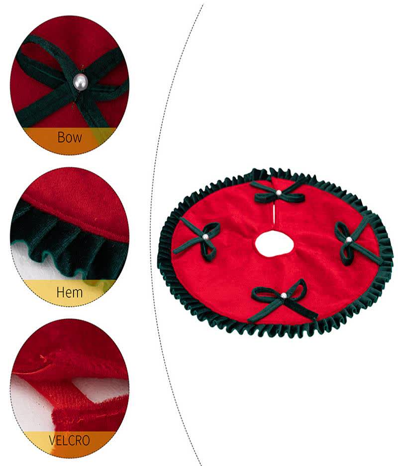 Ownkoti Christmas Tree Skirt with Pearl Bow Accents - image 6