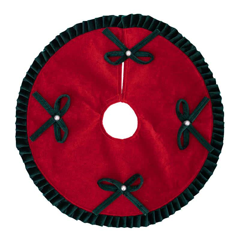 Ownkoti Christmas Tree Skirt with Pearl Bow Accents - image 5
