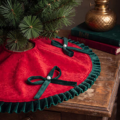 Ownkoti Christmas Tree Skirt with Pearl Bow Accents - image 4
