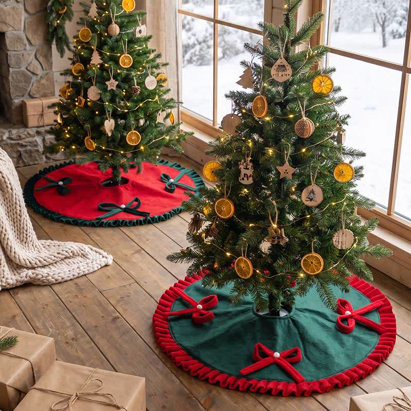 Ownkoti Christmas Tree Skirt with Pearl Bow Accents - image 0