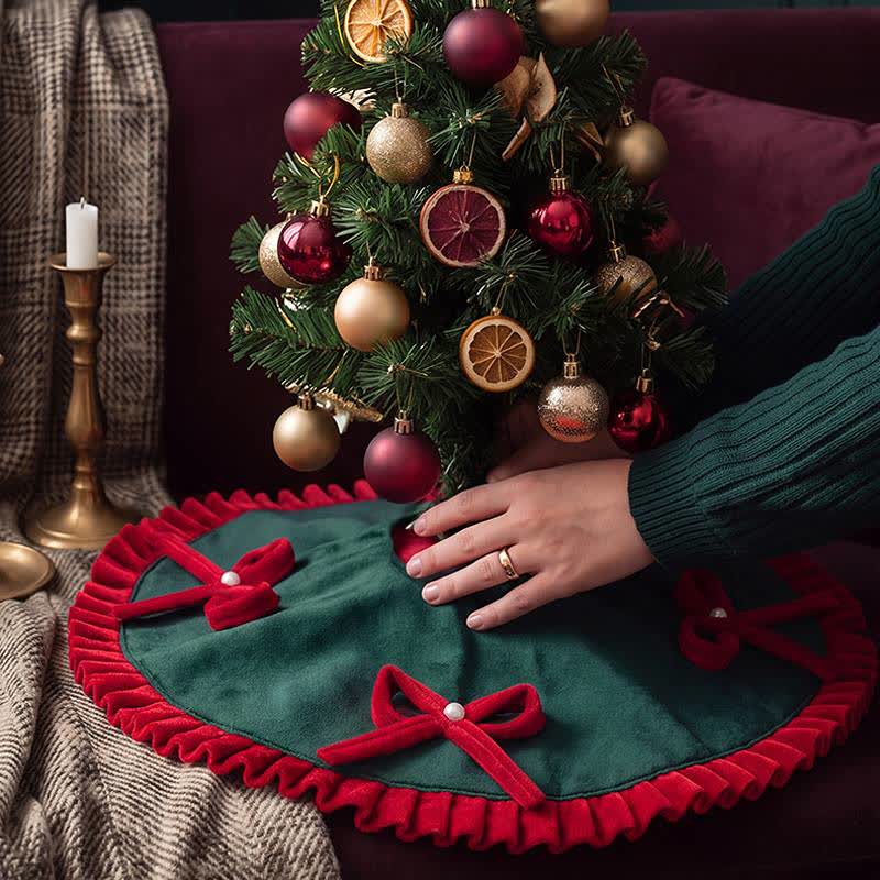 Ownkoti Christmas Tree Skirt with Pearl Bow Accents - image 8