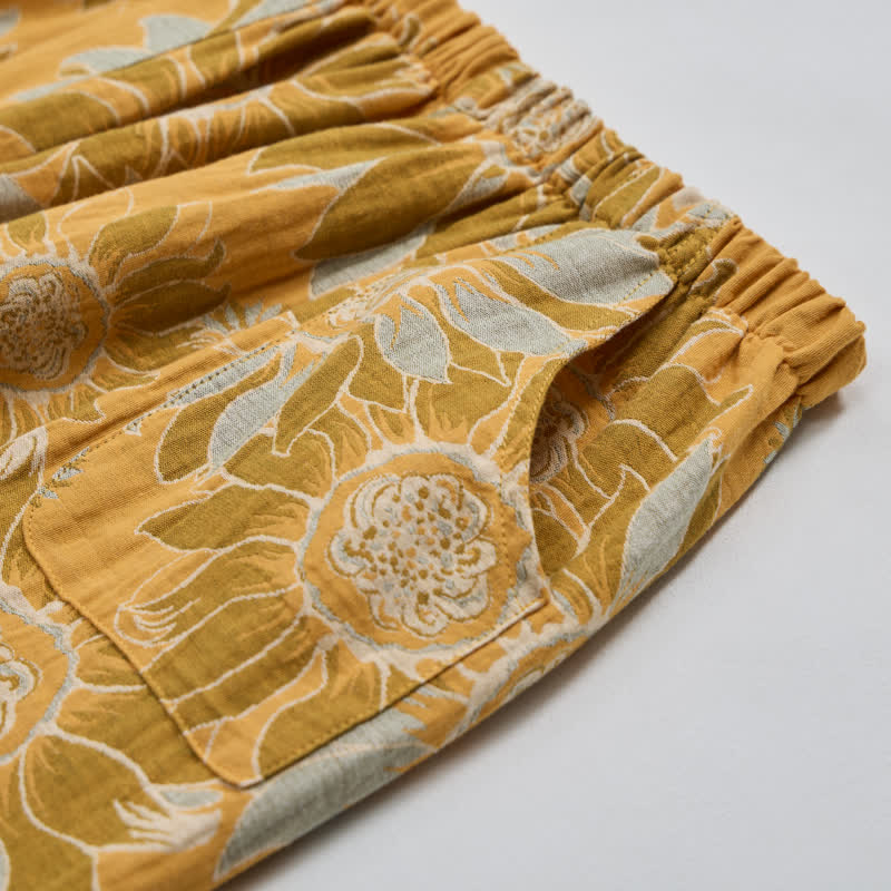 Ownkoti Oriental Sunflower Cotton Pajama Set - image 6