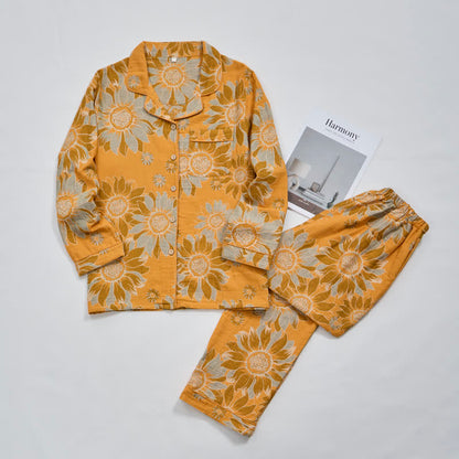 Ownkoti Retro Sunflower Cotton Loungewear Pajama Set - image 8