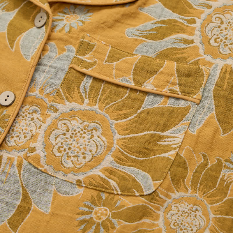 Ownkoti Retro Sunflower Cotton Loungewear Pajama Set - image 3